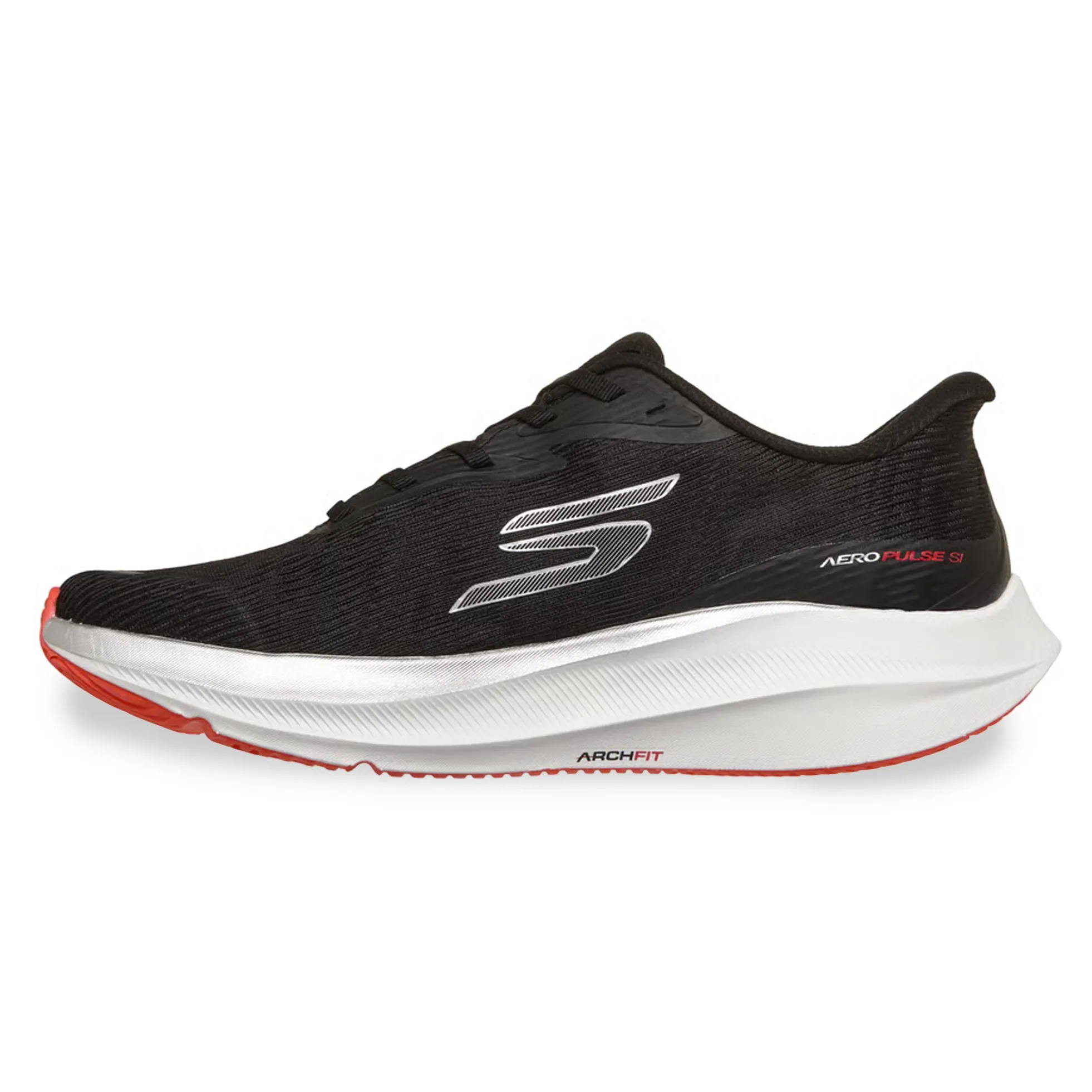 Tênis Skechers Skx Aero Pulse masculino preto vista lateral mostrando cadarço e tecnologia Aero Pulse